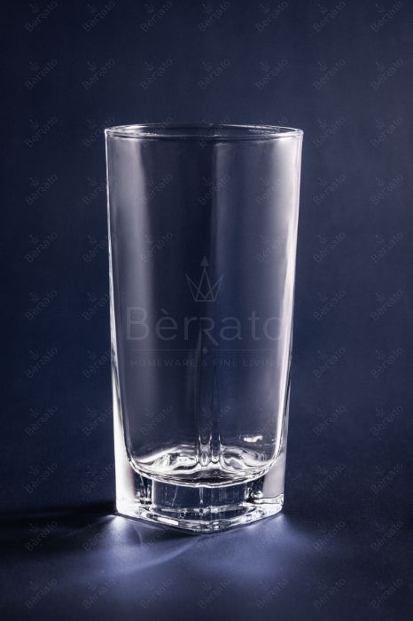 تصویر لیوان بلند المپیک مدل LXY4012 با پایه چهارگوش و بدنه فوق‌شفاف بر روی پس‌زمینه تیره.