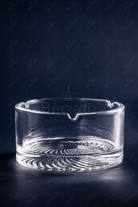 زیرسیگاری بلور شفاف با کفی تراش‌خورده خورشیدی کد LXYG7507-1.