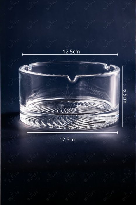 زیرسیگاری بلور شفاف با کفی تراش‌خورده خورشیدی کد LXYG7507-1.
