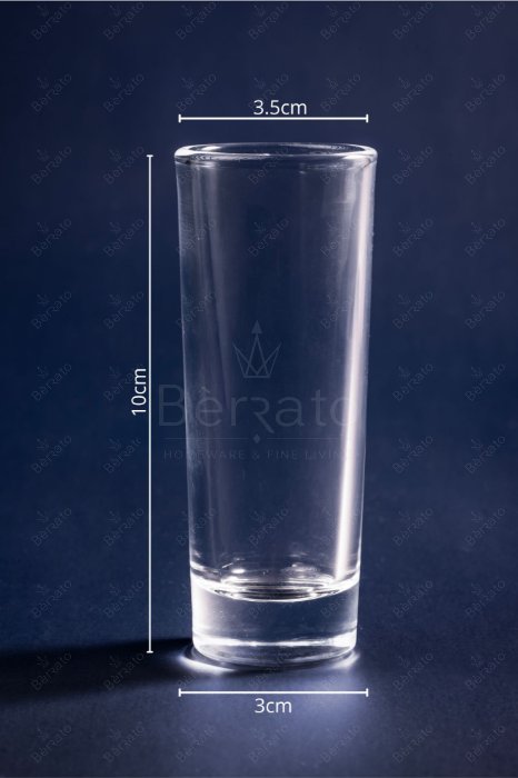 لیوان شات ساده و بلند شیشه‌ای کد LXY10641 با ارتفاع ۱۰ سانتی‌متر و بدنه شفاف.