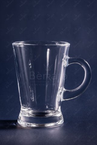 ماگ هیبلی مدل LXZB97 با بدنه شفاف، دسته ارگونومیک و پایه مستحکم به همراه ابعاد مشخص.
