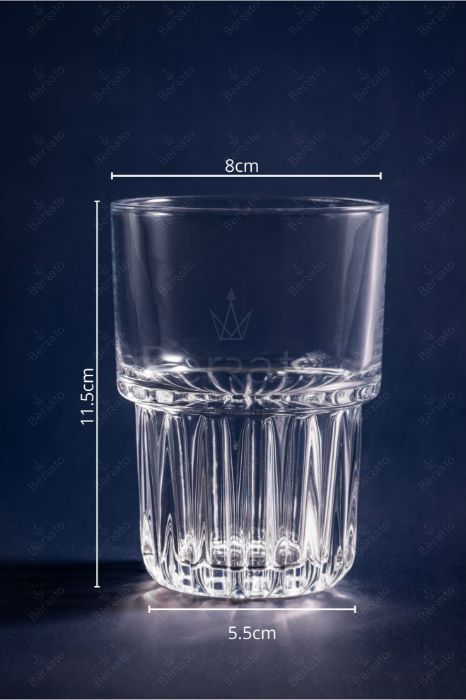 لیوان کریستالین مدل LXY5015-2 با طراحی بلند و بدنه شیاردار در قسمت پایین، ارتفاع ۱۱.۵ سانتی‌متر.