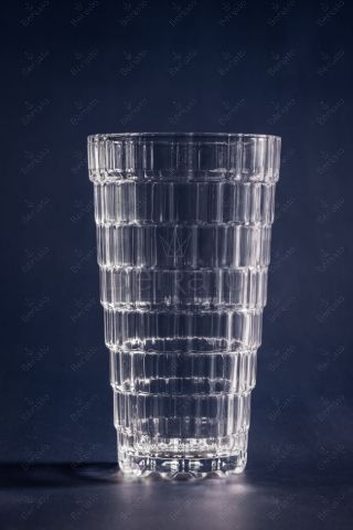 لیوان بلند کریستالین مدل LXY5009-2 با بدنه چندطبقه شیاردار و ارتفاع ۱۵.۵ سانتی‌متر در بسته ۶ تایی.