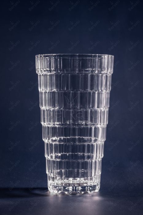 لیوان بلند کریستالین مدل LXY5009-2 با بدنه چندطبقه شیاردار و ارتفاع ۱۵.۵ سانتی‌متر در بسته ۶ تایی.