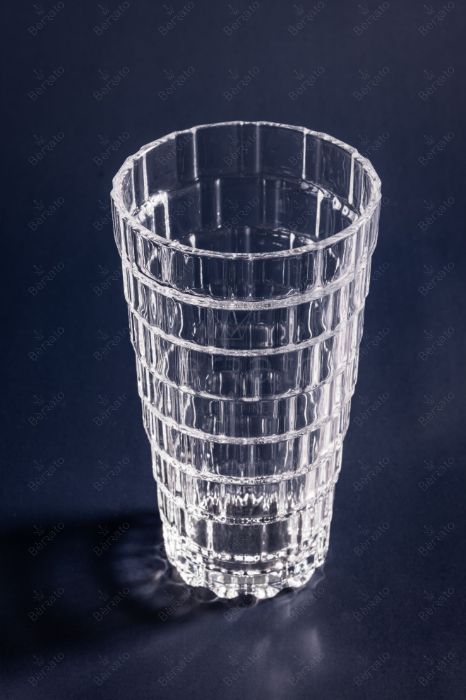 لیوان بلند کریستالین مدل LXY5009-2 با بدنه چندطبقه شیاردار و ارتفاع ۱۵.۵ سانتی‌متر در بسته ۶ تایی.