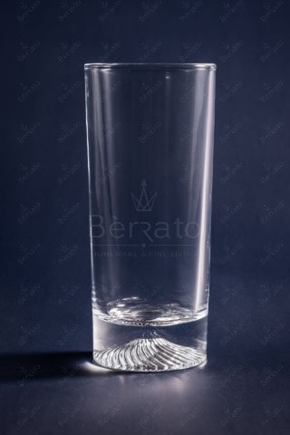 ست ۶ عددی لیوان بلند کریستالین مدل LXY1007-1 با بدنه استوانه‌ای ساده و طراحی خاص و مشبک در قسمت پایه.