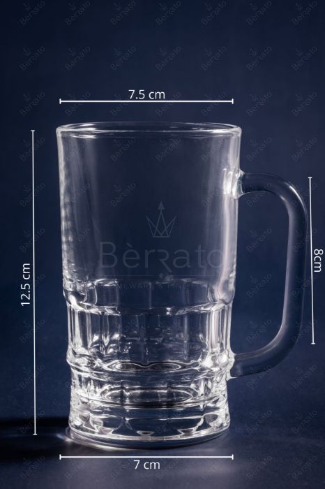 نمای نزدیک دسته ارگونومیک و بدنه شفاف لیوان کریستالین لانگ شو LXZB16