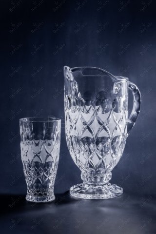 سرویس پارچ و لیوان آنجلیکا کریستالین با تراش الماسی و نوار مات