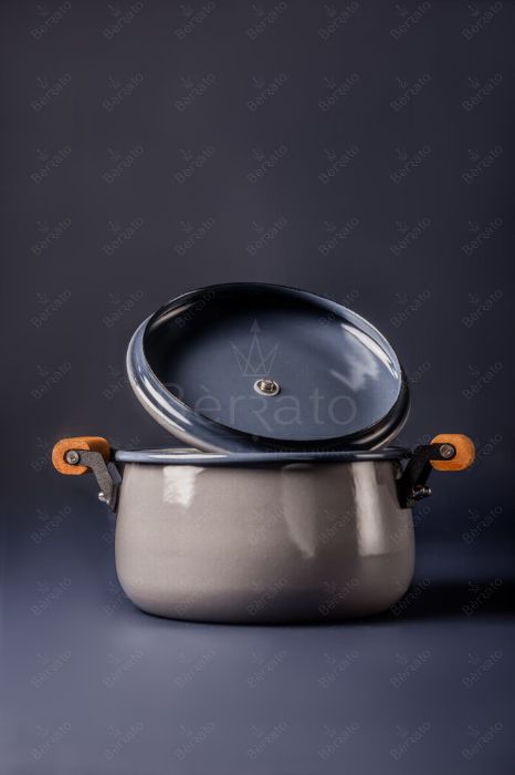 سرویس قابلمه لعابی رنگ طوسی (6تکه)