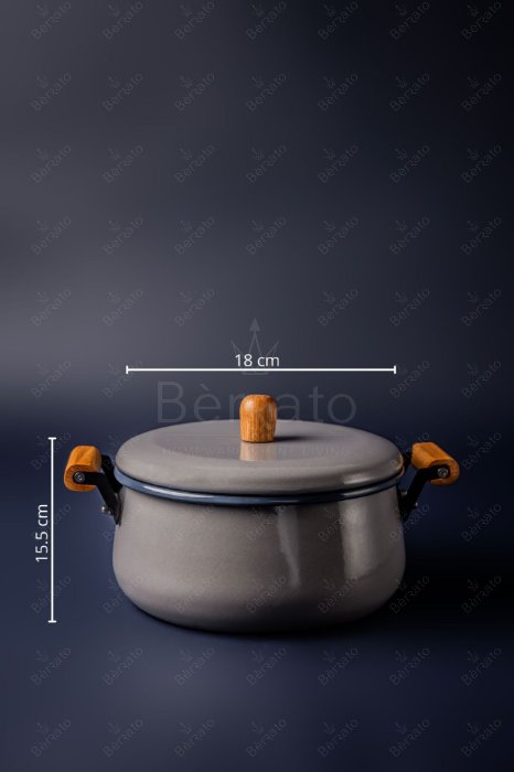 سرویس قابلمه لعابی رنگ طوسی (6تکه)