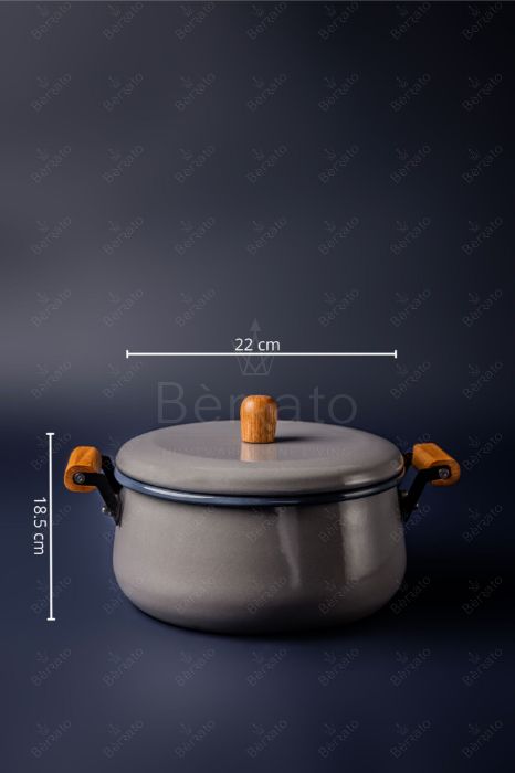 سرویس قابلمه لعابی رنگ طوسی (6تکه)