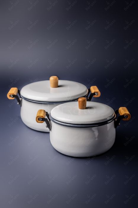 سرویس قابلمه لعابی رنگ سفید (6تکه)
