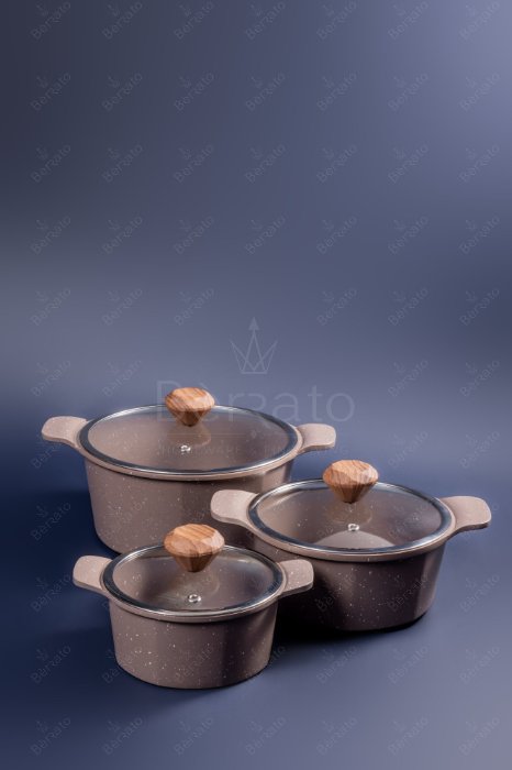 سرویس قابلمه 16 پارچه چدن آلیانس رنگ نسکافه ای